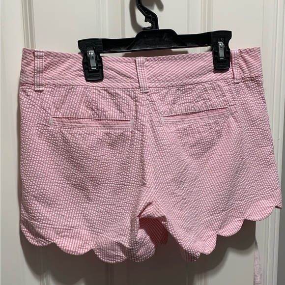 Lilly Pulitzer Pink & White Stripe Buttercup Shorts in Fancy Seersucker - Picture 5 of 6